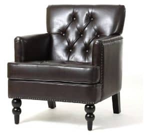 leather club chair and ottoman